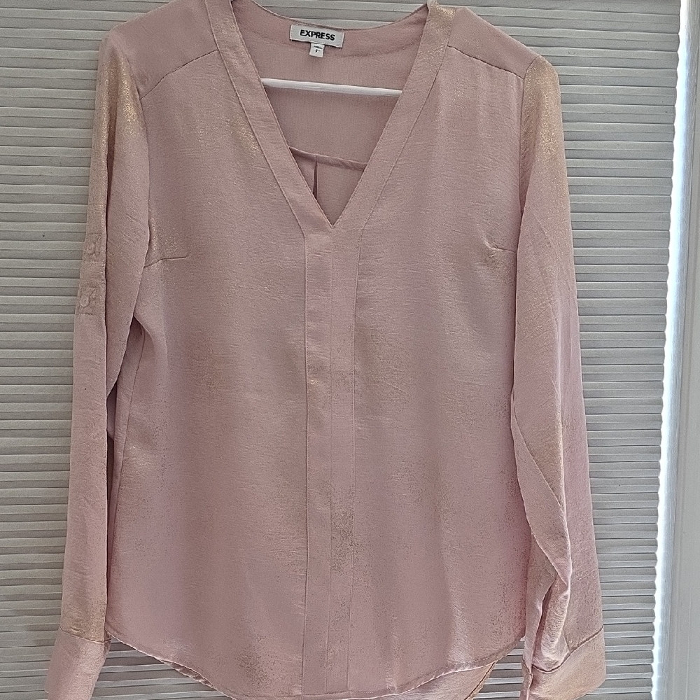 Express Soft Pink V-Neck Blouse